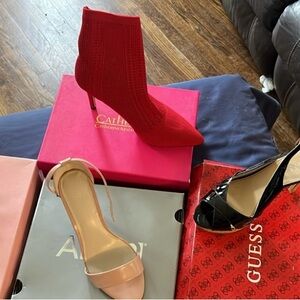 Guess Black Patent Open-Toe Heels